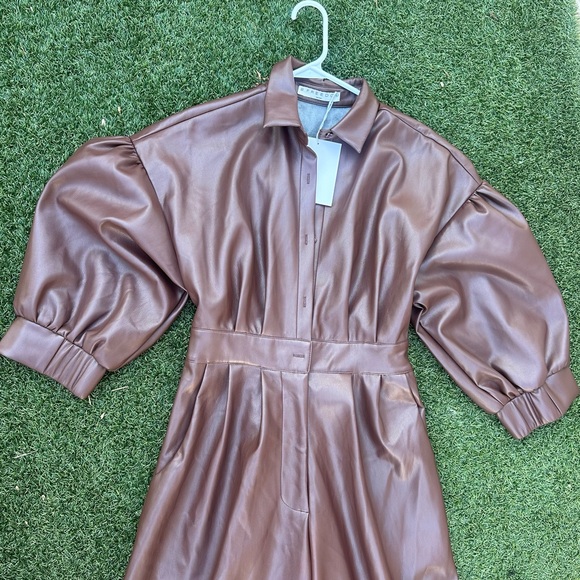 B. Freedom Brown Vegan Leather Sloan Jumpsuit, Women’s Size Medium, NWT - Picture 11 of 15